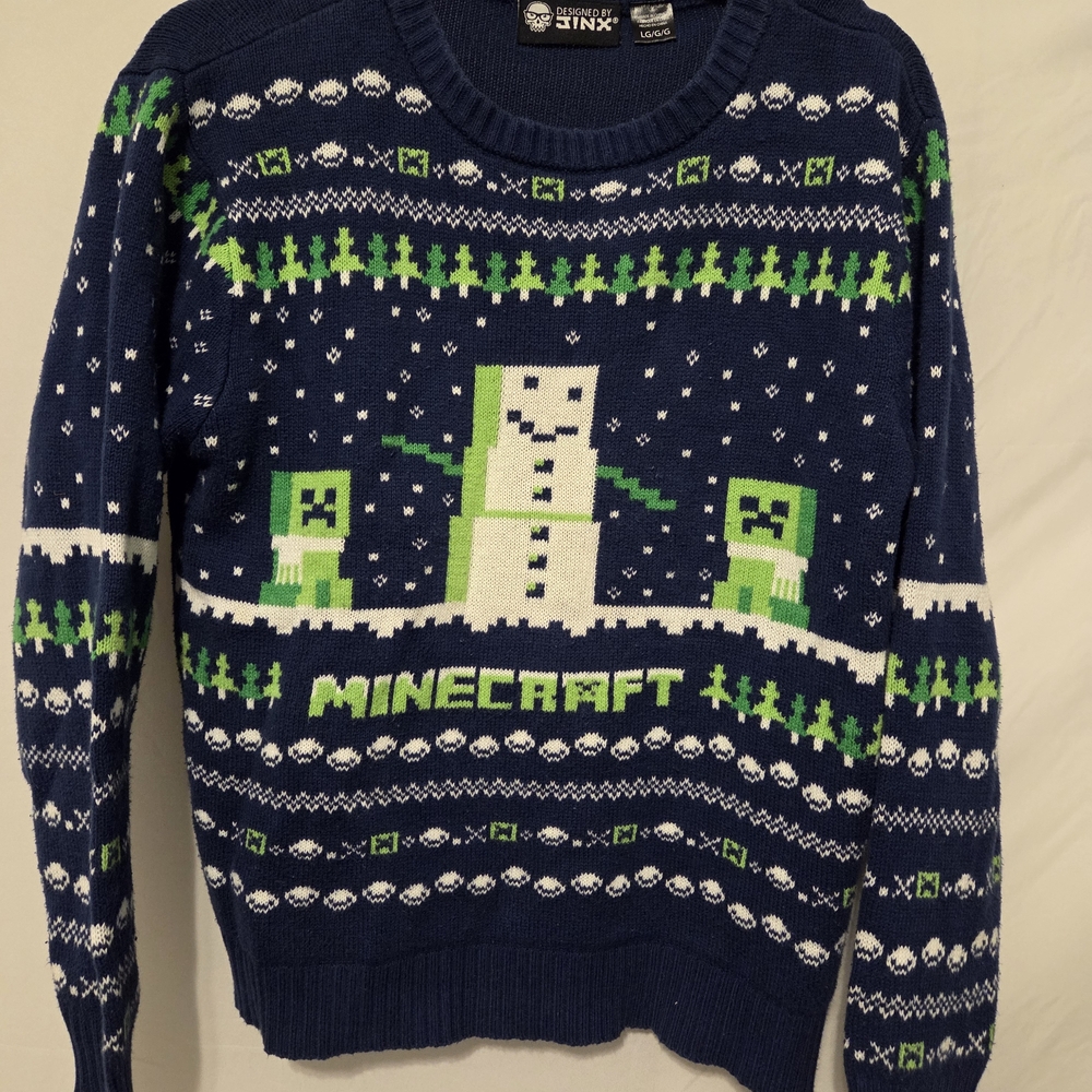 Minecraft Kids Blue and Green Sweater